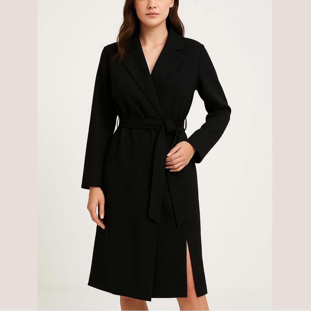 H&M Black Long Coat With Slits